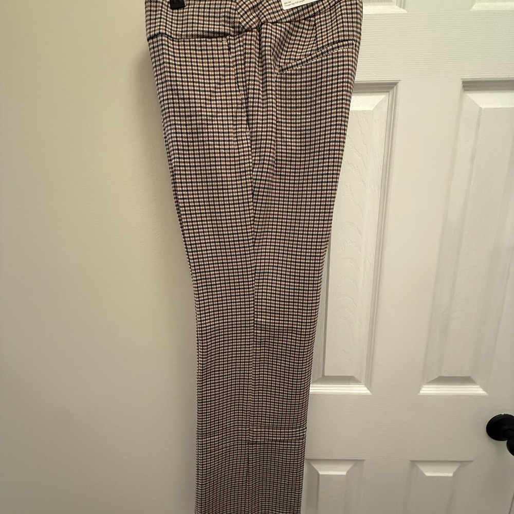 LOFT Women's Checkered Straight Leg Pants - Black and White